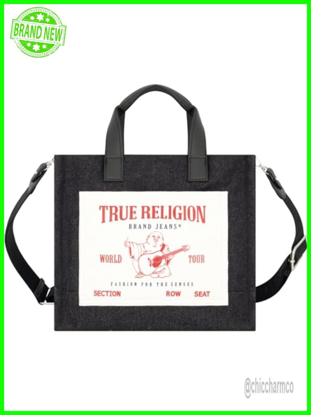 Canvas Tote Bag Adjustable Strap Magnetic Snap Travel Shoulder Bag